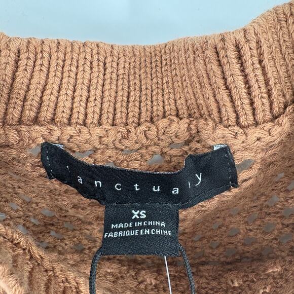 SANCTUARY Top Size XS NEW Knit Sweater Cap Sleeve Open Knit Deep Sienna Brown - Picture 4 of 7